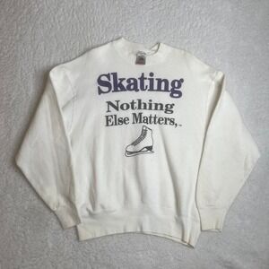 Vintage ice skating men's‎ white crewneck sweatshirt 90s USA made L